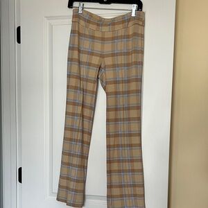 J. McLaughlin Tan and Light Blue Plaid Pants